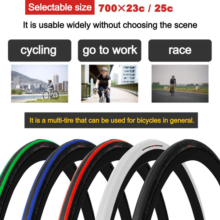 GORIX Road Bike Slick Tire 700×23C or 700×25C Cycling Bicycle (Passion) 700×25c All White(1 Tire), 7
