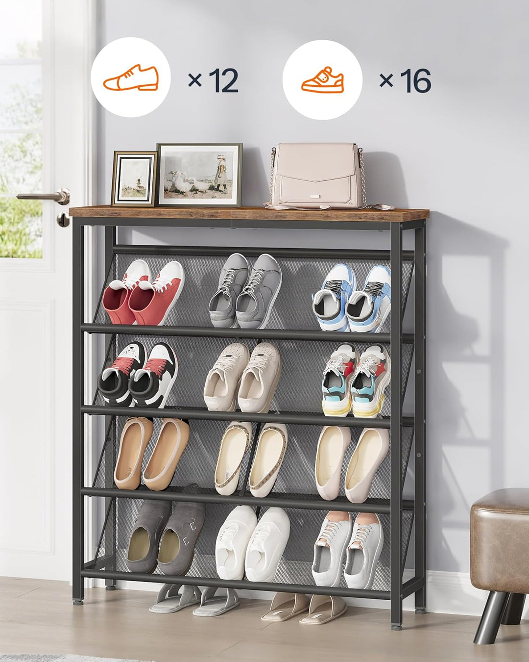 Schuhregal, 5-stufige Schuhablage, Schuhschrank schmal, Schuhständer, Schuhaufbewahrung, Schuh-Organ