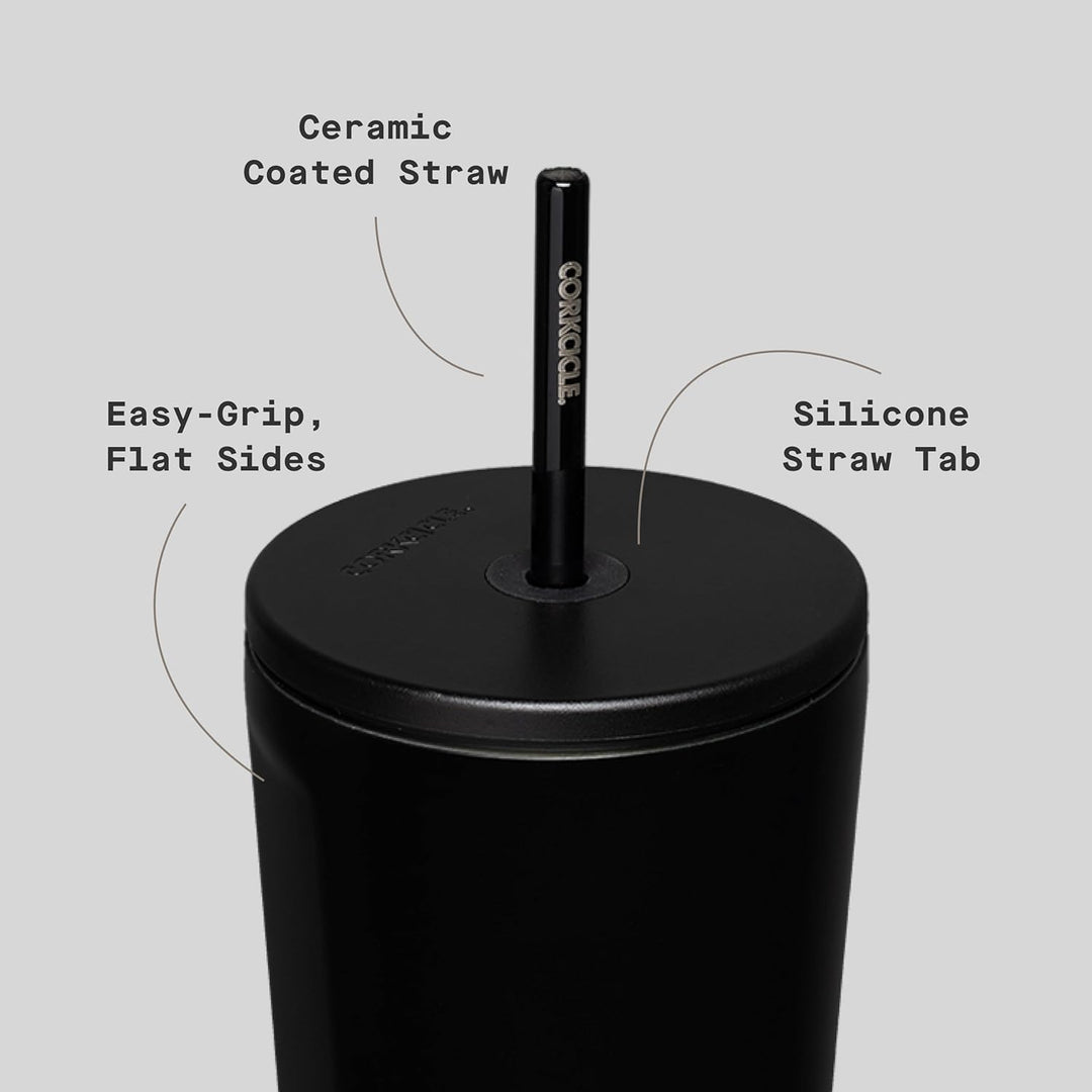 Corkcicle Becher mit Strohhalm und auslaufsicherem Deckel, wiederverwendbare Wasserflasche, dreifach