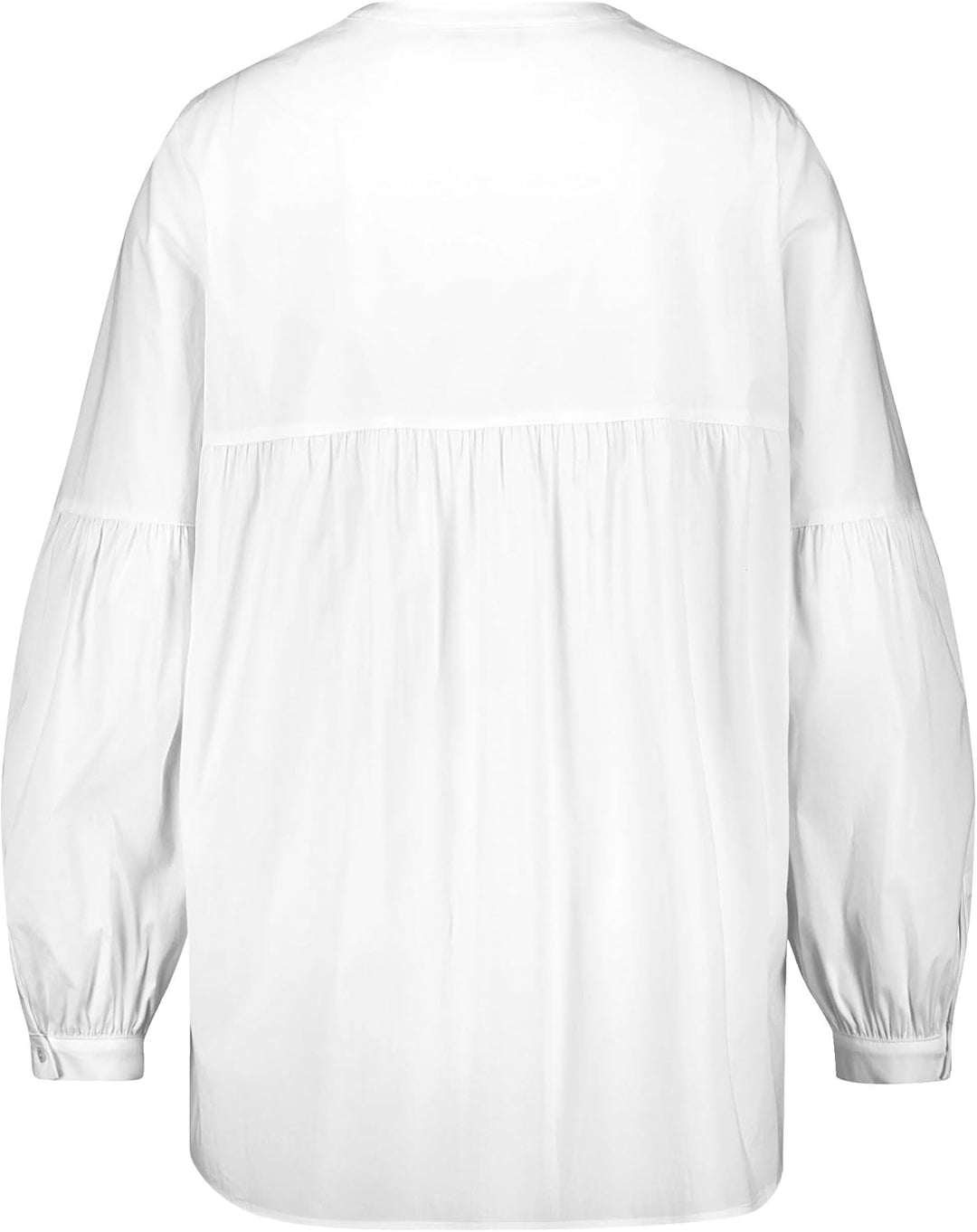 Samoon Damen Bluse mit Ballonärmeln Ballonärmel, Langarm, Manschetten unifarben 42 Weiss, 42 Weiss