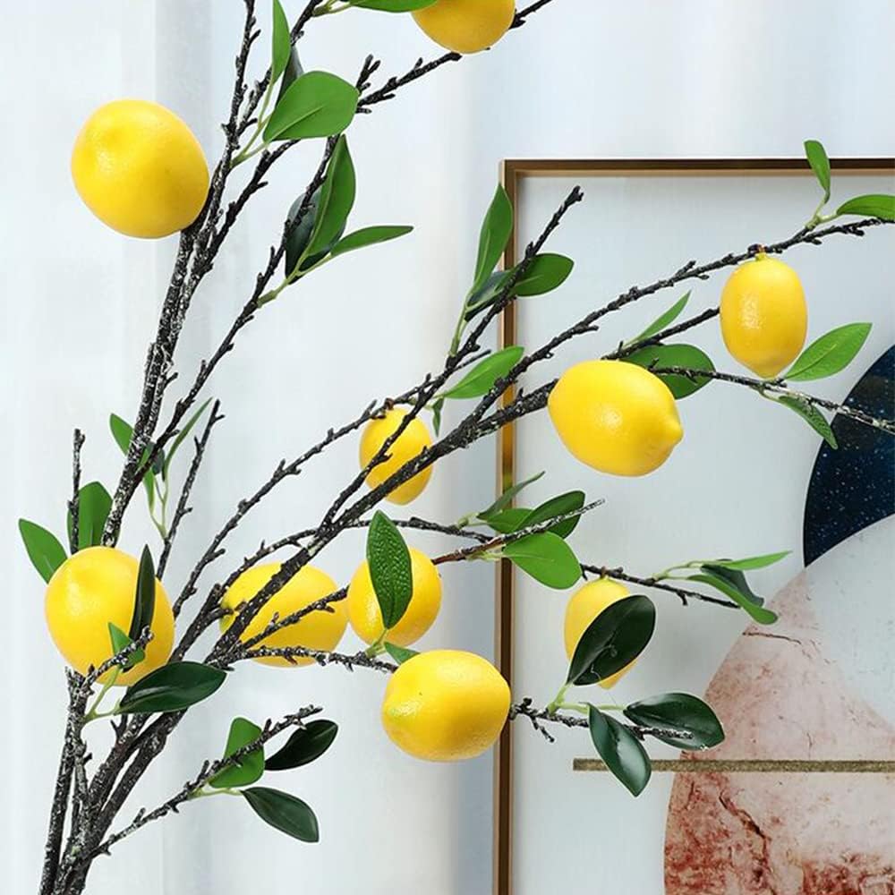 2 Stück künstliche Zitrone Zweig dekorative Früchte Schaum Zitrone gefälschte Kunststoffpflanze 80cm