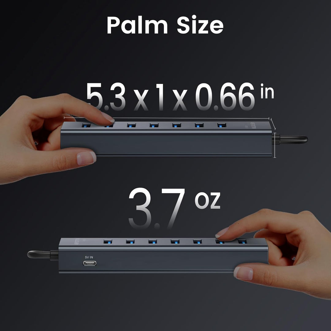 7-Port USB C auf USB Adapter Mit 30cm Kable, Aluminium USB Hub 5Gbps, USB C Verteiler Mehrfach Adapt