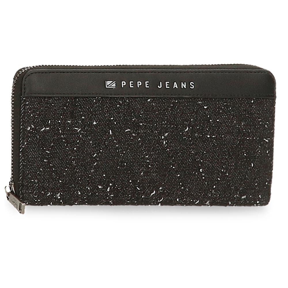 Pepe Jeans Daila Geldbörse schwarz Baumwolle, Polyester und PU. Brieftasche mit Reissverschluss, Bri