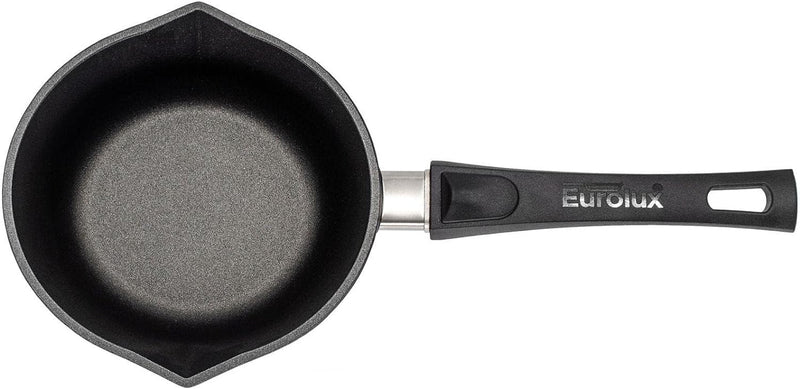 Eurolux Guss-Milchtopf Induktion Ø 18 cm Abnehmbarer Griff - Kleiner Stieltopf Aluguss mit Beschicht