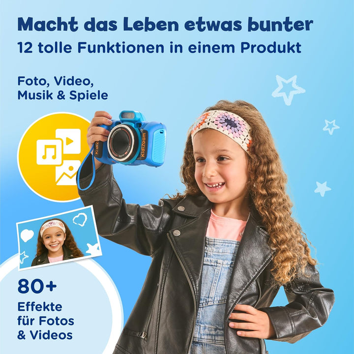 VTech KidiZoom Duo FX in Blau – Robuste Digitalkamera mit kreativen Apps und Spielfunktionen – Für K