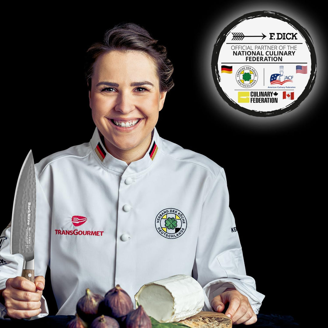 F. DICK DarkNitro Santoku Messer (Küchenmesser/Kochmesser für die asiatische Küche, Griff aus Eichen