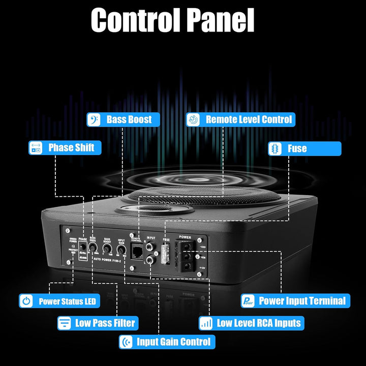 Auto-Subwoofer, Aktiv Subwoofer für Auto, 300W Maximalleistung, Integriertem Verstärker, Underseat S