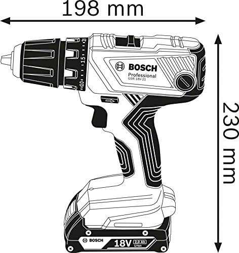 Bosch Professional 18V System Akku-Bohrschrauber GSR 18V-21 (max. Drehmoment: 55 Nm, inkl. 2x2,0 Ah