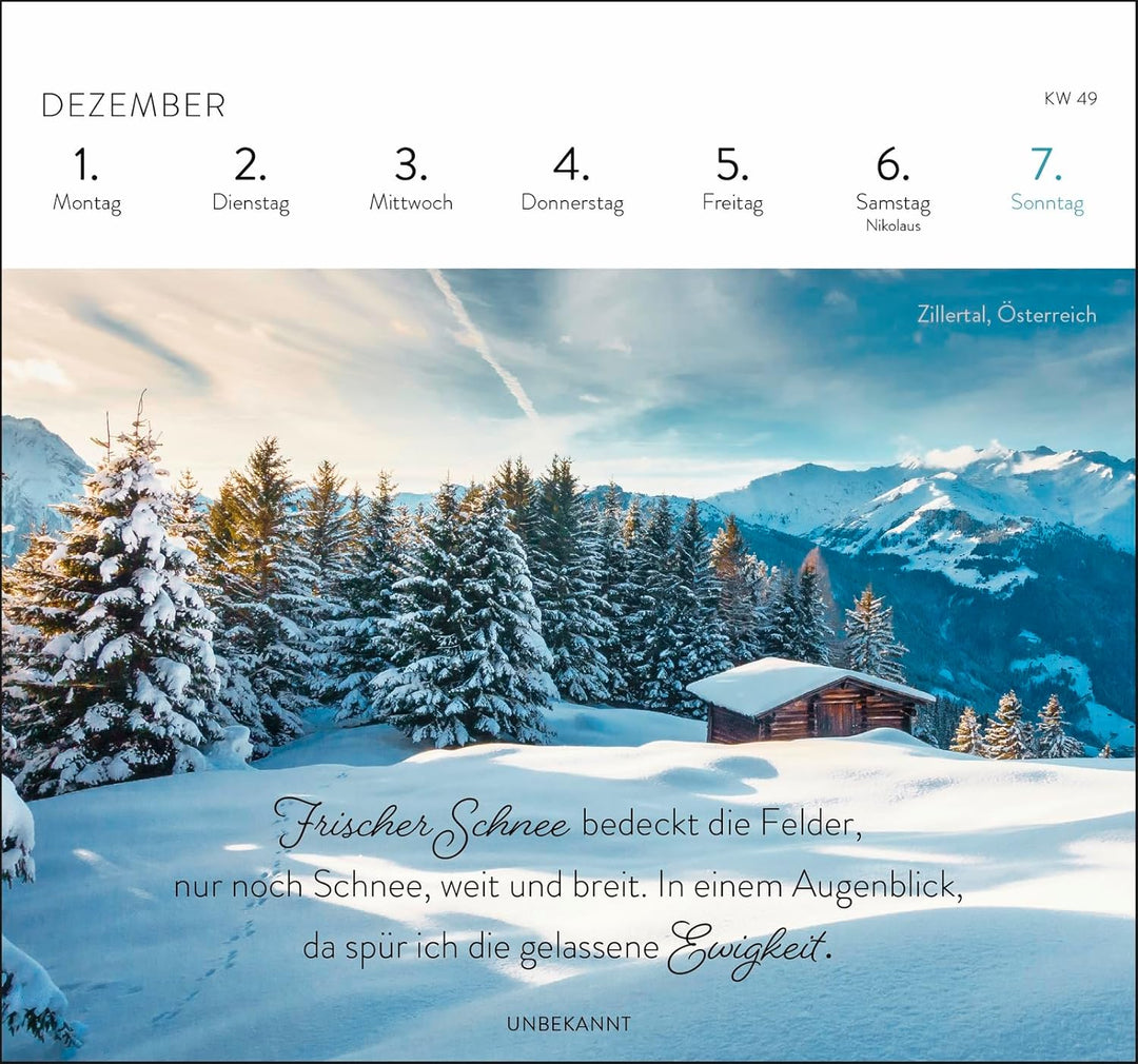 Postkartenkalender 2025: Zauber der Berge: Wochenkalender zum Aufstellen, Tischkalender mit Spiralbi