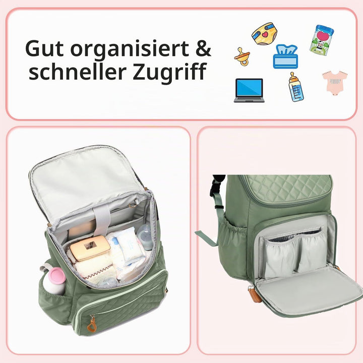 Large Capacity Diaper Bag Backpack with Storller Clips, Water-Resistant Travel Backpack with Anti-Th