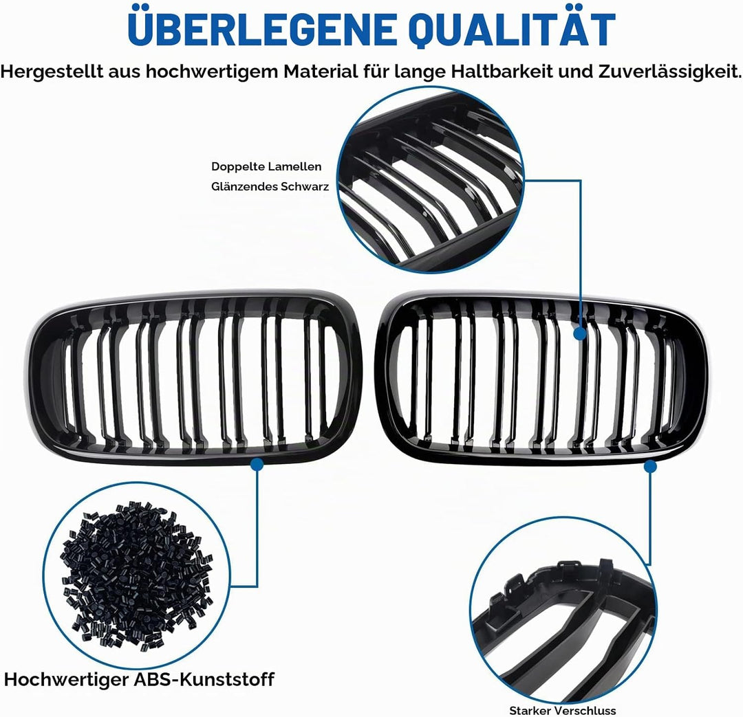 Gangying F15 Schwarze Nieren Kühlergrill für BMW X5 X6 F15 F16 Nieren Doppelsteg Sport Kühlergrill G