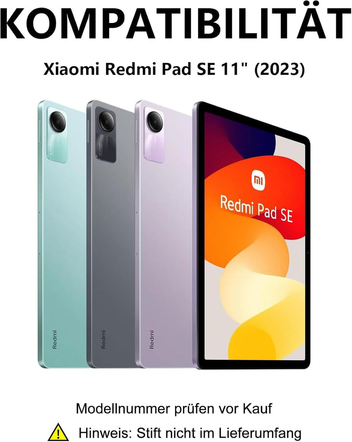 Für Redmi Pad SE 11" Tastaturhülle mit Beleuchtung QWERTZ | Für Redmi Pad SE 11 Hülle - Mit 7-Farben
