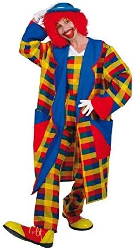 KarnevalsTeufel Herren-/Damenkostüm "Clown Pebbi" Mantel, bunt blau gelb rot kariert, Karneval, Fasc