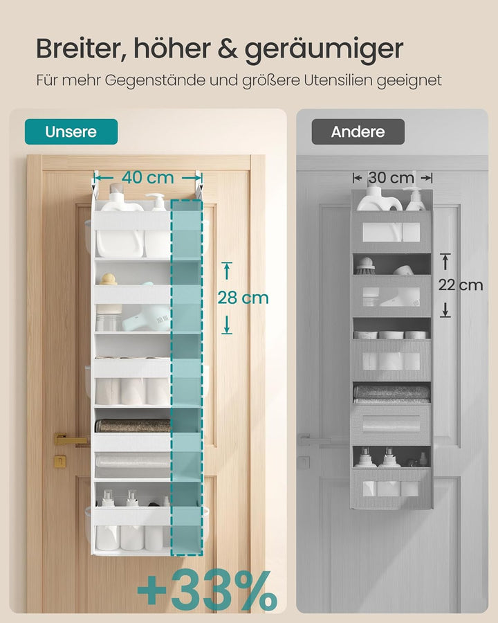 SONGMICS Hängeorganizer, Hängeregal, Tür-Organizer, Hängeaufbewahrung, Türregal Stoff, transparentes