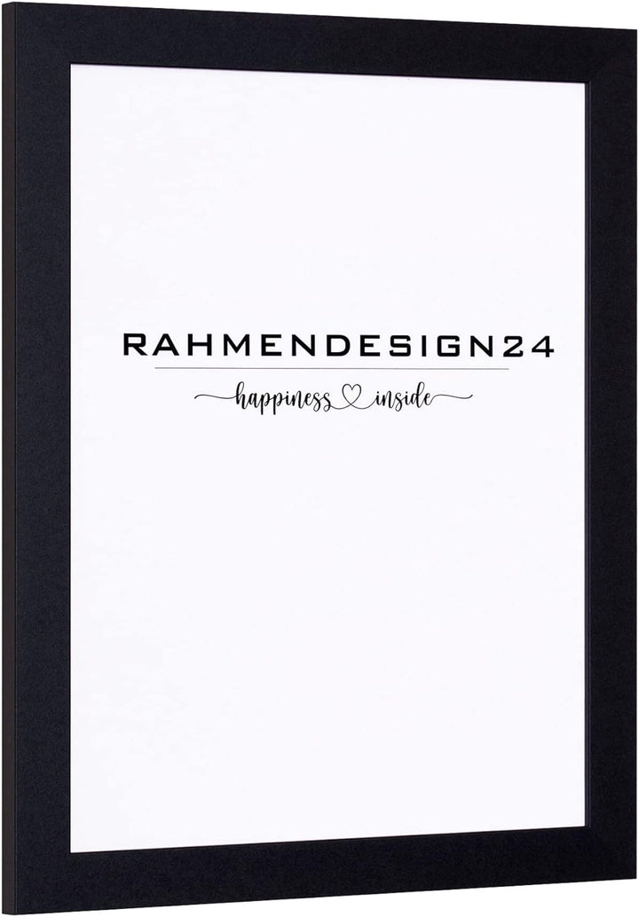 Rahmendesign24 Bilderrahmen Milano 48x68 Schwarz (matt) Fotorahmen, Wechselrahmen, Posterrahmen, Puz