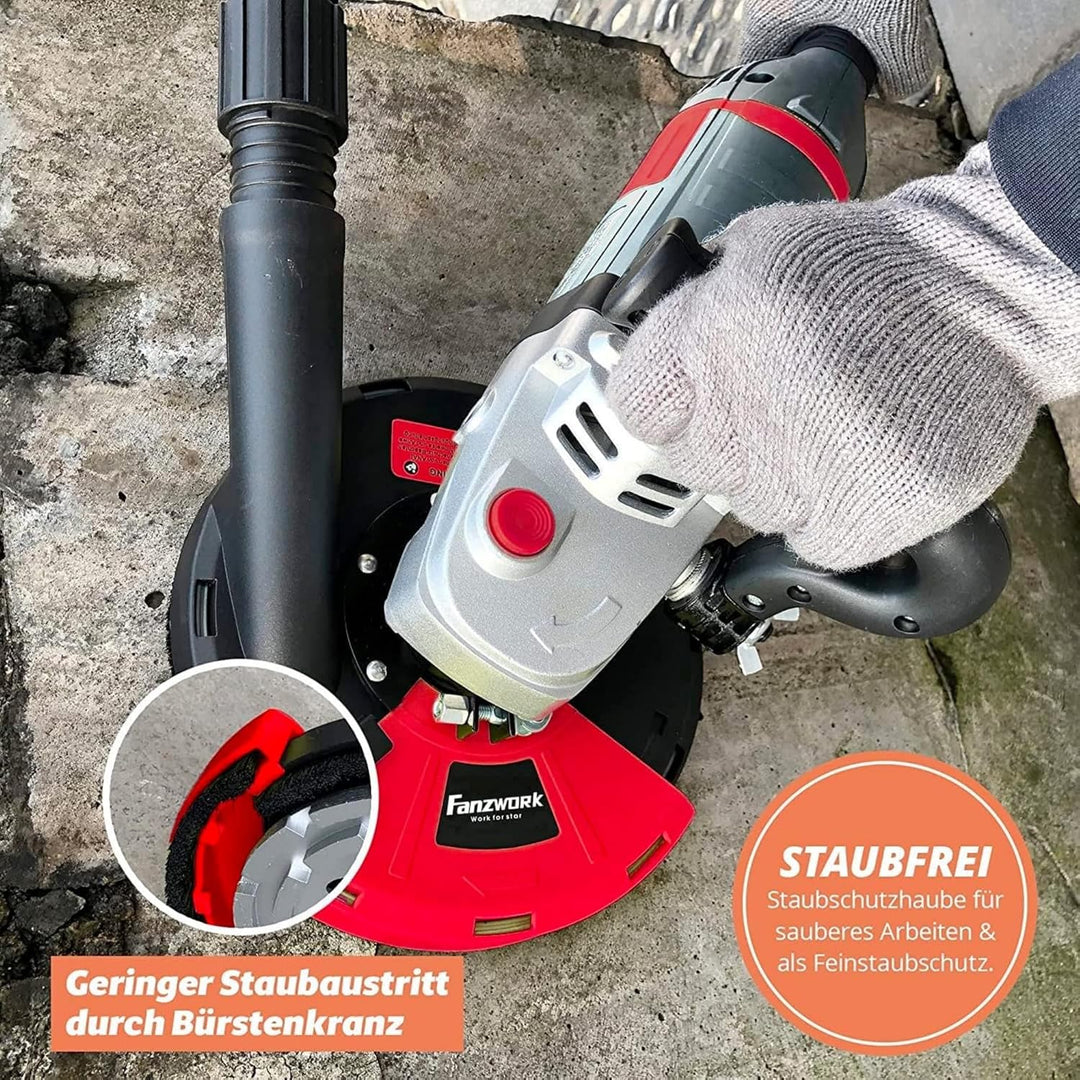 FANZWORK Betonschleifer Betonfräse Set mit Diamantschleiftopf und Absaughaube (2000W/180mm), 2000W/1