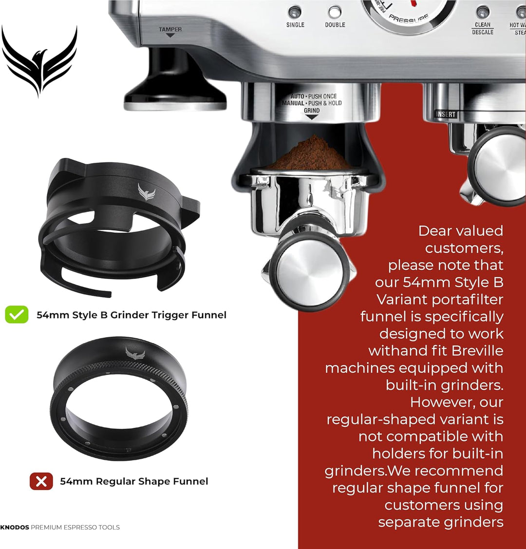KNODOS Magnetischer 54 mm Kaffee Dosierring und Espresso Pucksieb Set für 54 mm Siebträgerkorb, komp