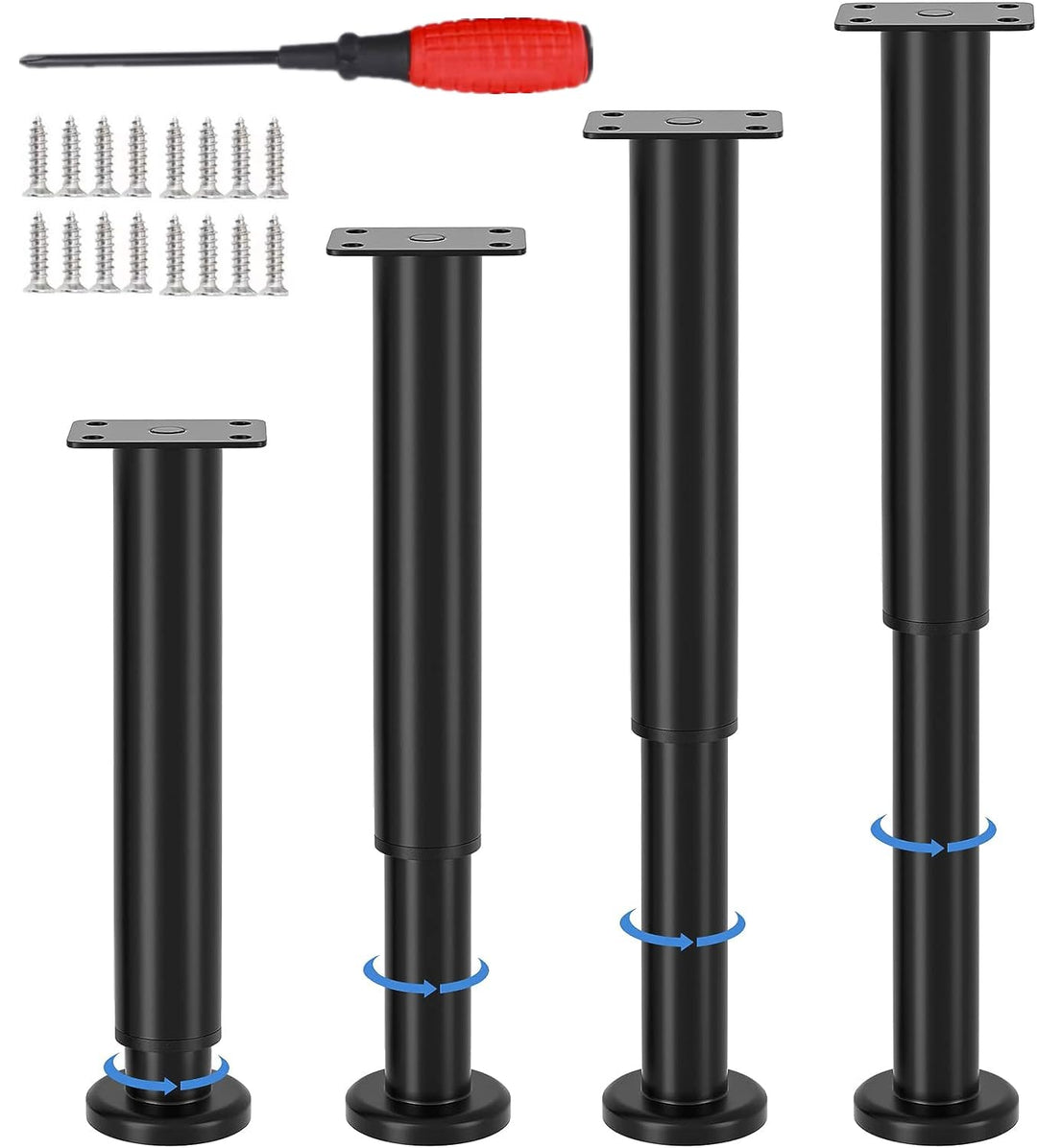 4 Schwarz Verstellbare Möbelfüsse 25-42cm,Tischbeine Metall Füsse für Möbel,rutschfest,Rostbeständig