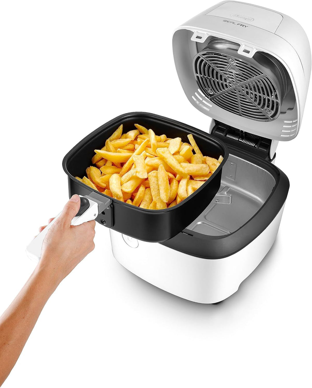 De'Longhi FH2101.W IDEALFRY Heissluftfritteuse, Fassungsvermögen 1 kg, leichtes und gesundes Frittie
