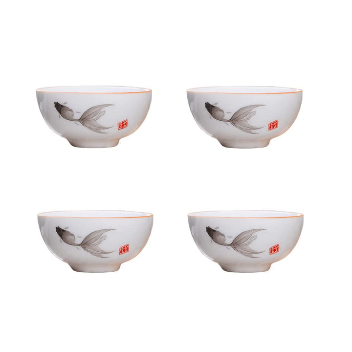 Liang baobao Chinesische Tee-Verkostungstasse, 4er-Set, 57 ml, weisses Porzellan, Mini-Tassen für Go