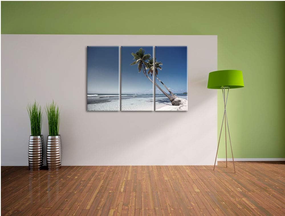 zwei Palmen ragen über das Wasser schwarz/weiss 3-Teiler Leinwandbild 120x80 Bild auf Leinwand, XXL
