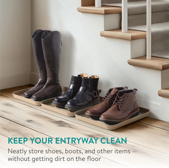 Navaris 3X Schuhabtropfschale Schuhmatte Ablage klein - Schuhablage 35x27x2,5cm mit erhöhtem Rand -