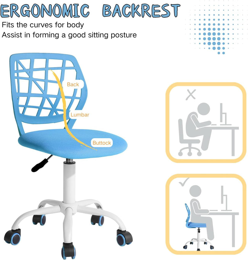 FurnitureR Bürostuhl Schreibtischstuhl Höhenverstellbar Stoffsitz Ergonomischer Arbeitsstuhl ohne Ar