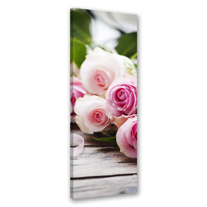 Feeby Wandbild Blumen Druckbild Leinwandbild rustikal Rosa 40x120 cm Leinwandbild 40x120 cm Rosa_b,