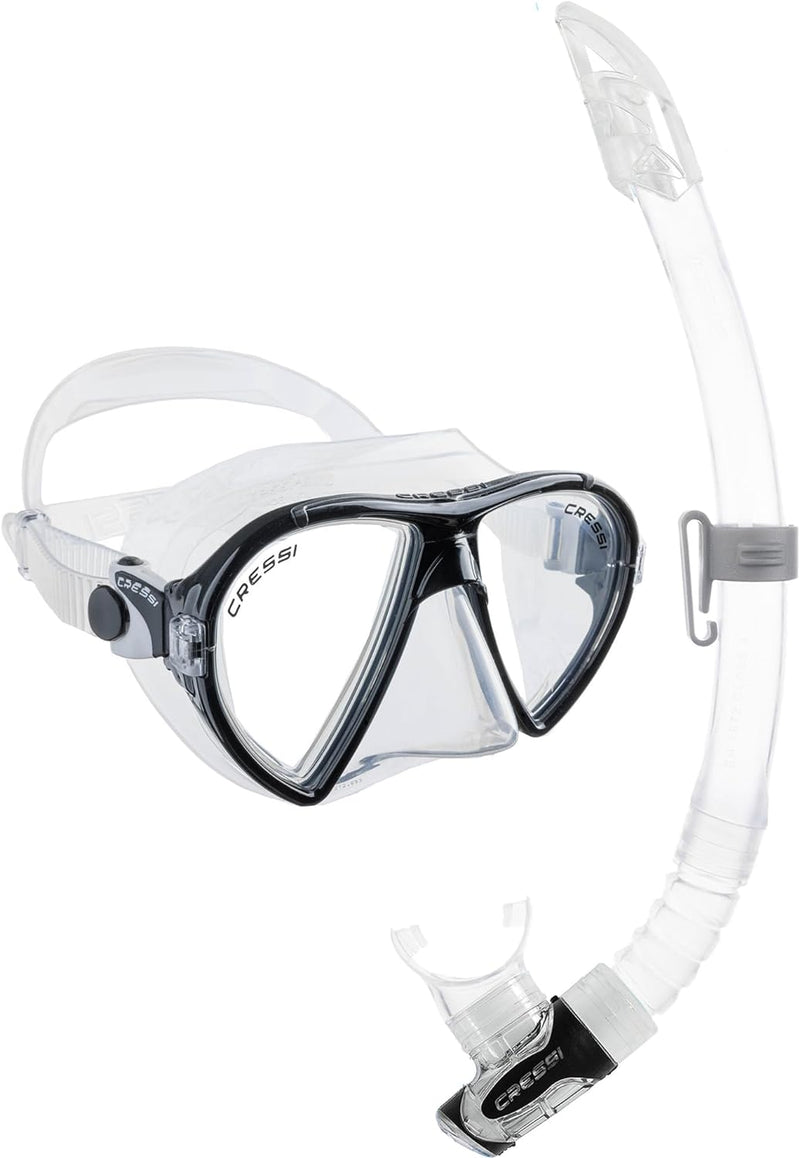 Cressi Tauchmaske Ocean Schnorchelset Transparent/Schwarz, Schnorchelset Transparent/Schwarz