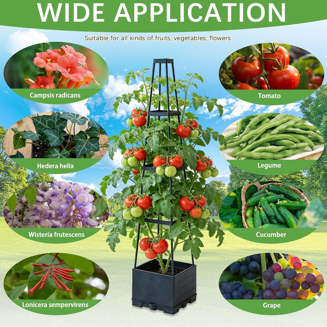 BRGD 2 Pack Selbstbewässerung Tomatentopf mit Rankhilfe, Pflanzkübel Pflanzenstütze für den Anbau vo