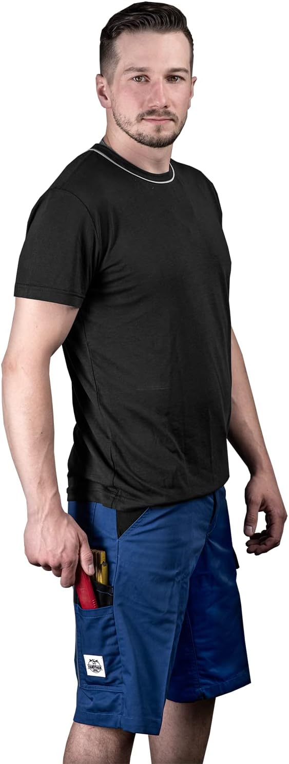 ACE Handyman Herren-Arbeitshose kurz - Männer-Arbeitshosen mit Stretch-Bund aus 35% Baumwolle leicht