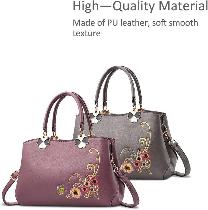 NICOLE&amp;DORIS Handtaschen Damen Mode Schultertasche Geldbörse Retro Umhängetasche Frau Tote Stickerei