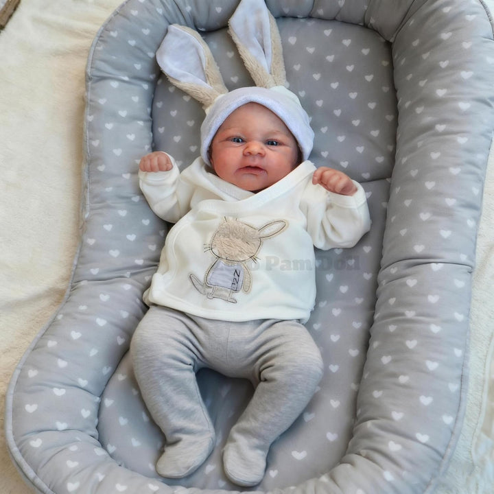Zero pam Reborn Baby Junge 45CM Reborn Baby Puppe Mit Blaue Augen Lebensechte Babypuppen Puppe