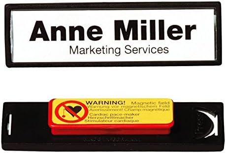 Durable Namensschild Clip-Card (mit Magnet, 17 x 67 mm) Packung à 25 Stück, schwarz, 813201, Magnet