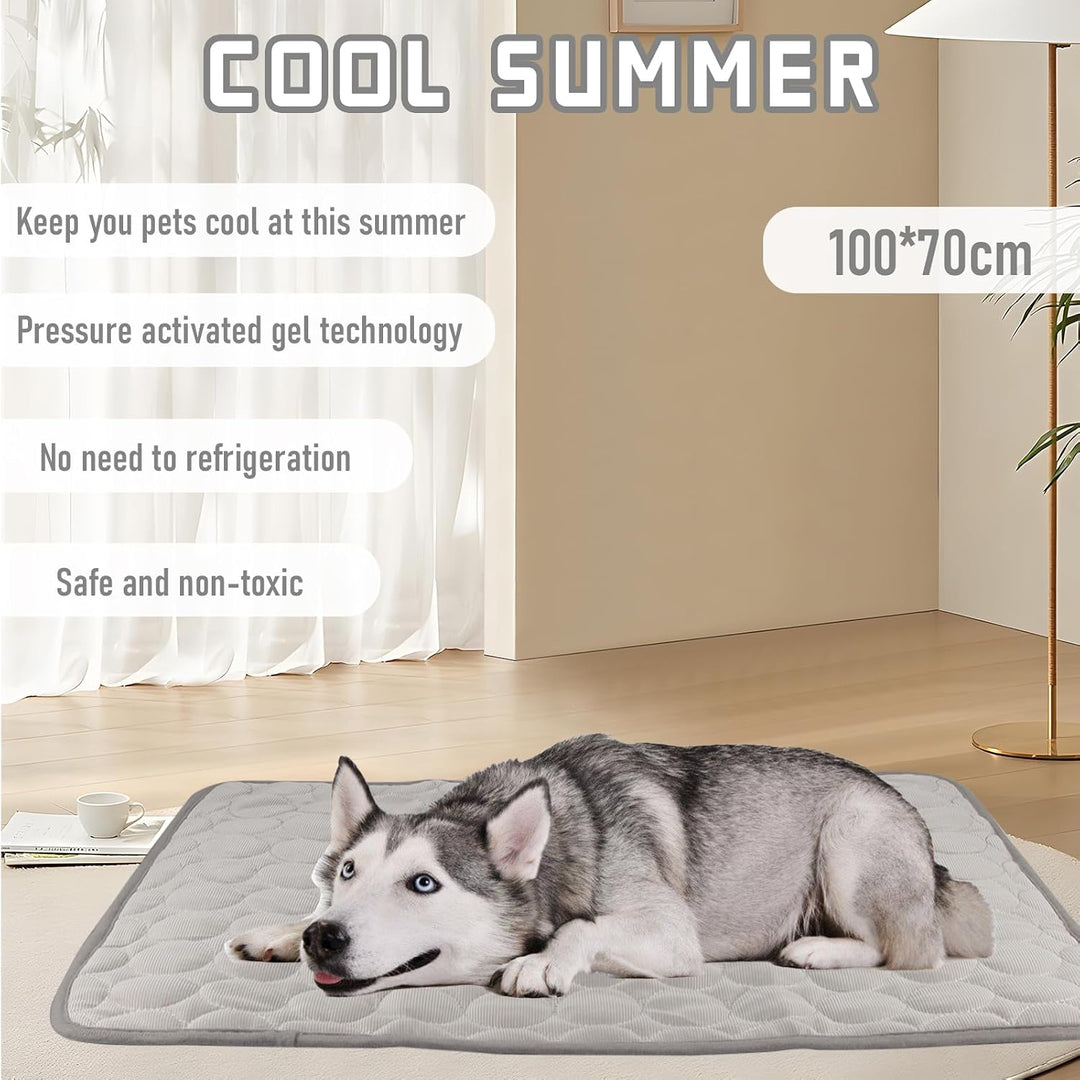 Kühlmatte für Hunde 70x100cm, Selbstkühlende Kühldecke Hund für Katzen und Hunde, rutschfeste Hundem