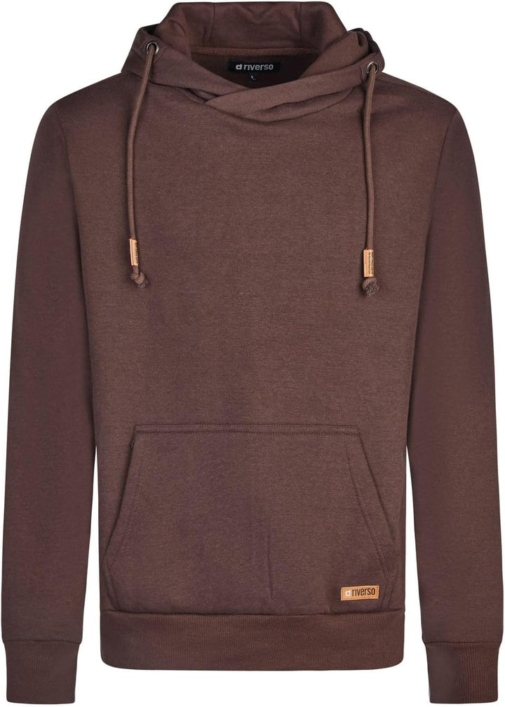 riverso Hoodie Herren Regular Fit RIVJulian Kapuzenpullover Pullover Cross-Over-Kragen Rot Blau Beig