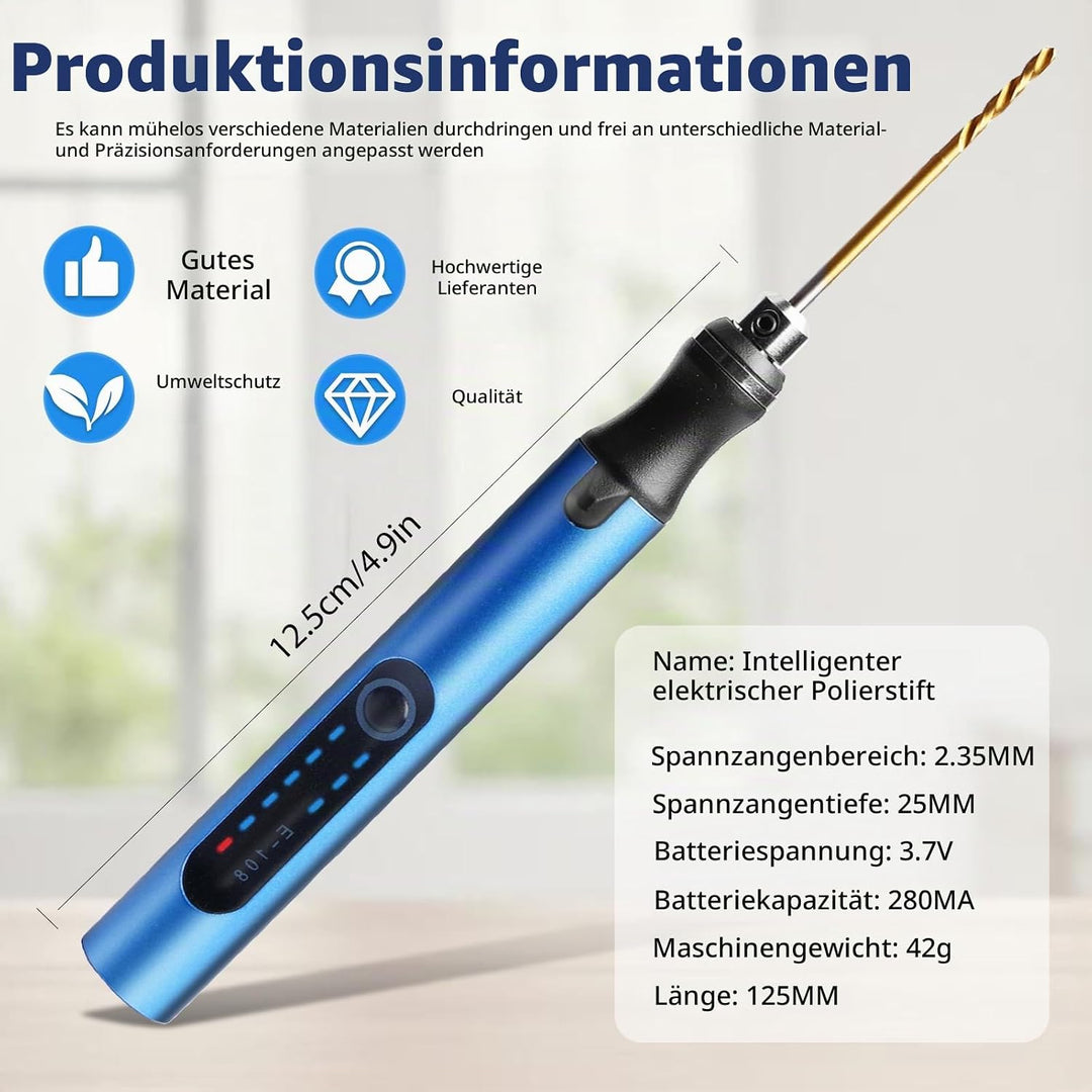 Mini Handbohrer Elektrisch: 3-Gang-Elektro-Mini-Bohrstift, Wiederaufladbare DIY Mini Bohrer mit 10 B