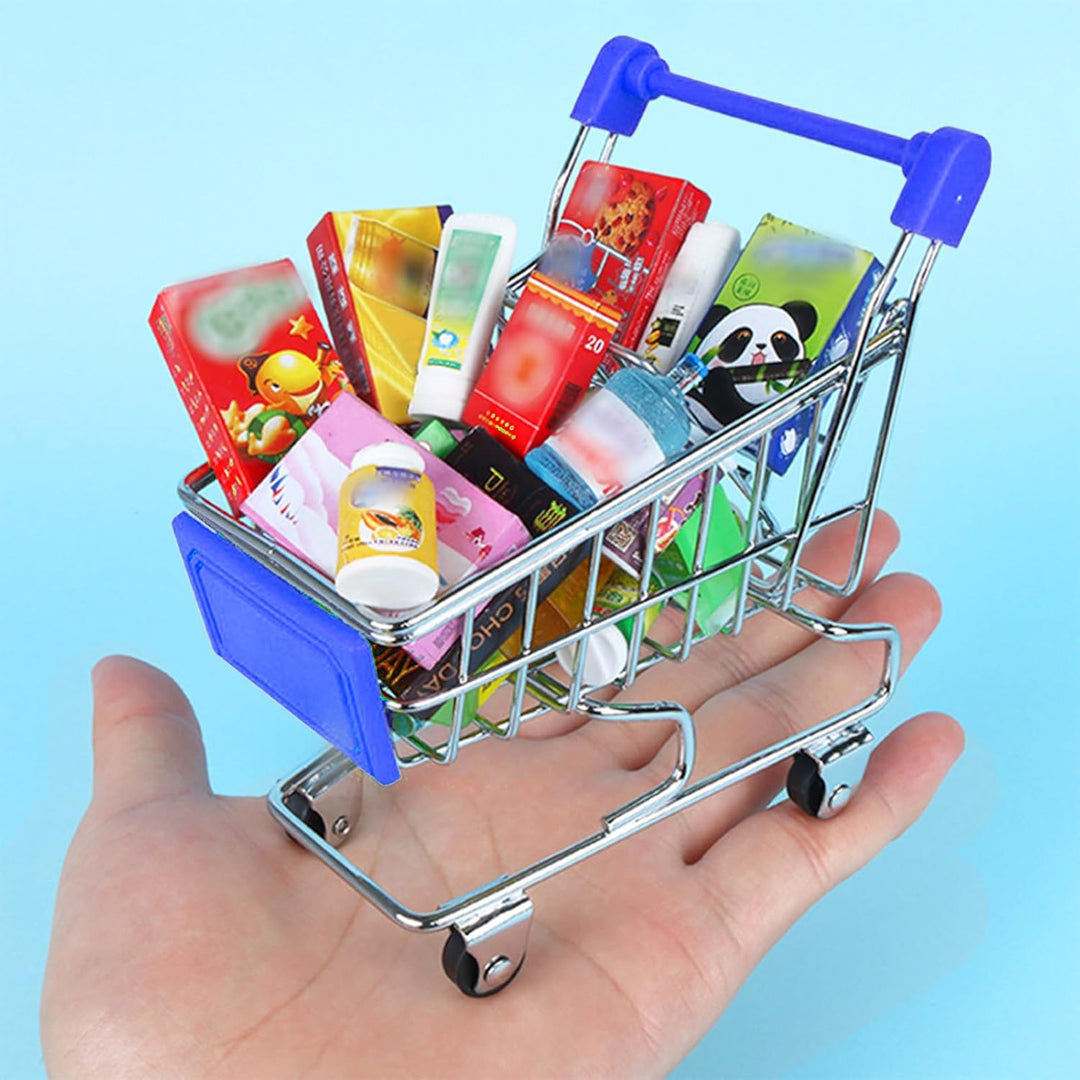 2 Stück Mini Einkaufswagen, Supermarkt Handwagen für Kinder und Erwachsene - Tischdekoration Make-up