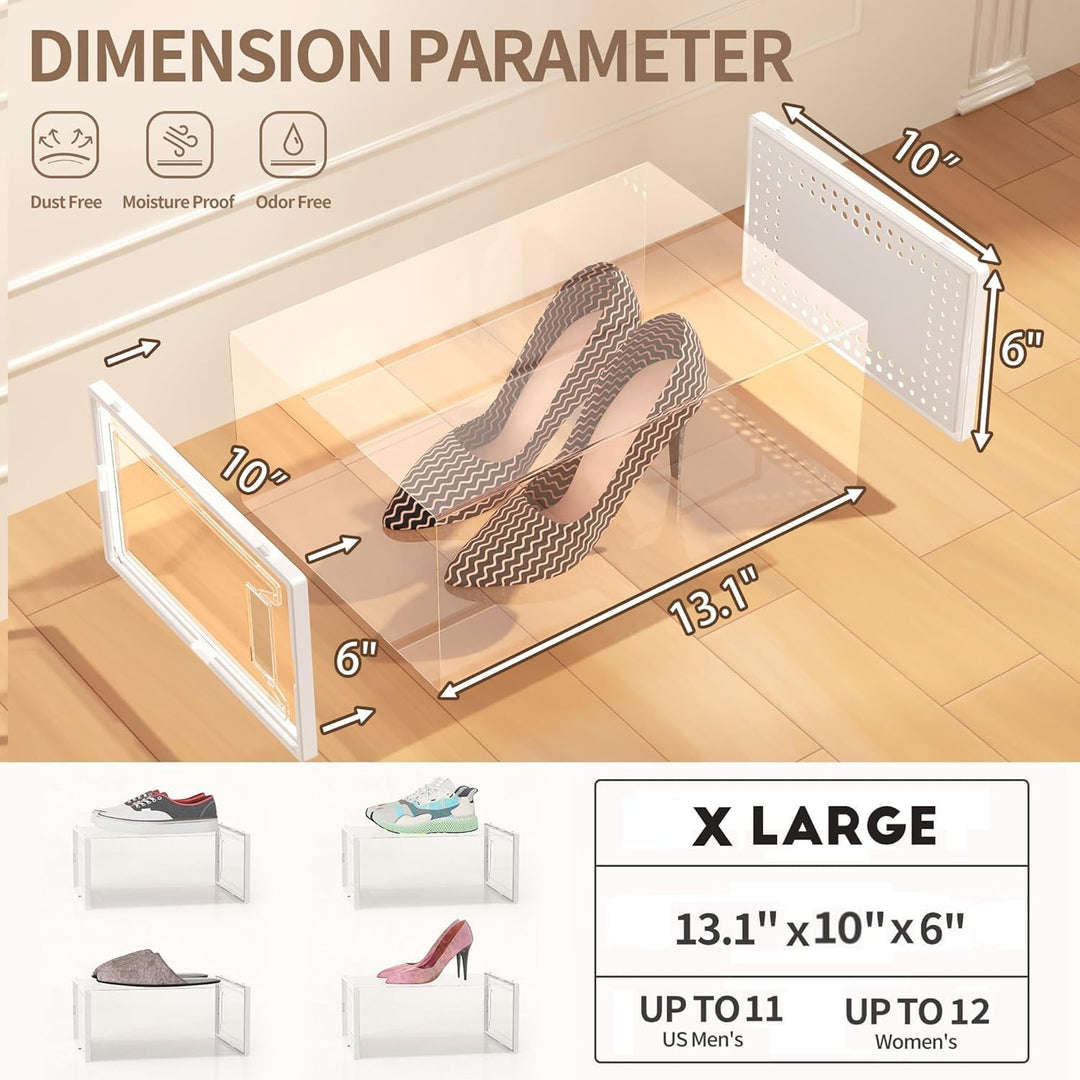 Secret Space 12 Stück grosse Schuh-Organizer-Aufbewahrungsboxen für Schrank, modulare, platzsparende