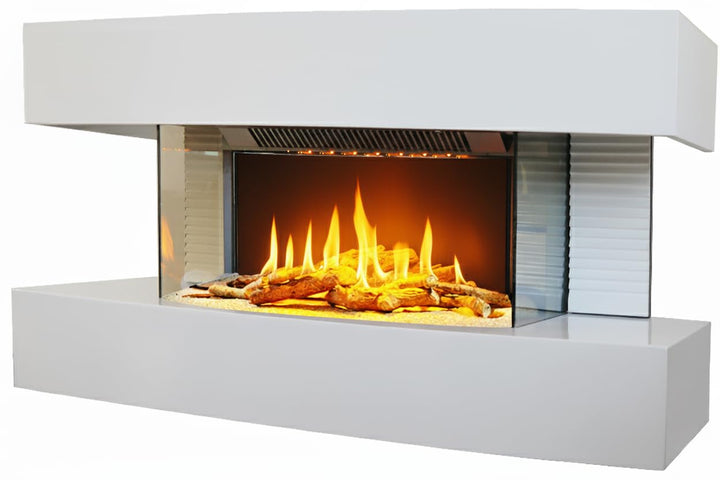 Chemin'Arte 185 Lounge Wandkamin, mittelgross, weisses Design, 82 x 21 x 42