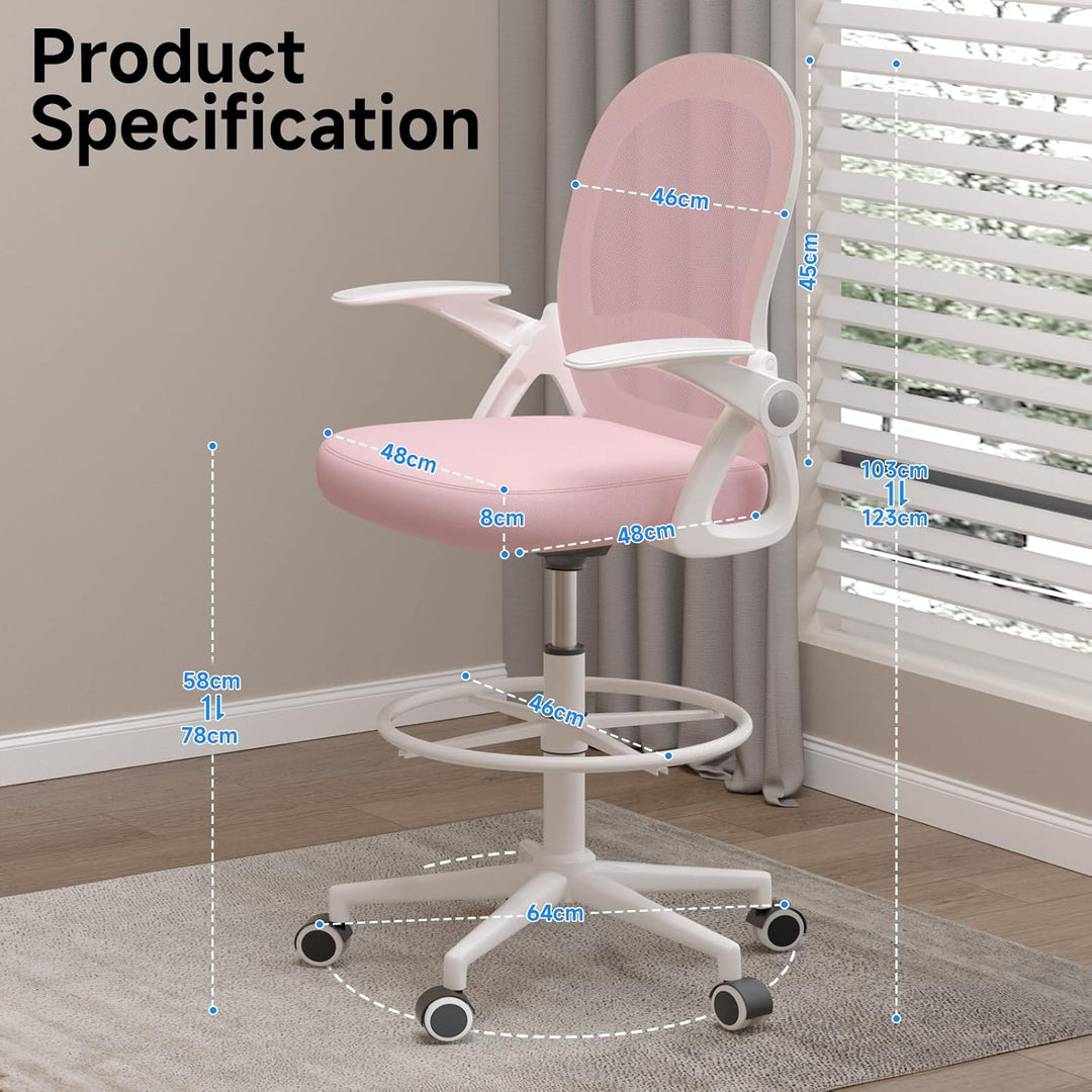 Naspaluro Bürostuhl mit Fussstützenring, Ergonomischer Schreibtischstuhl mit Atmungsaktiv Netzbespan