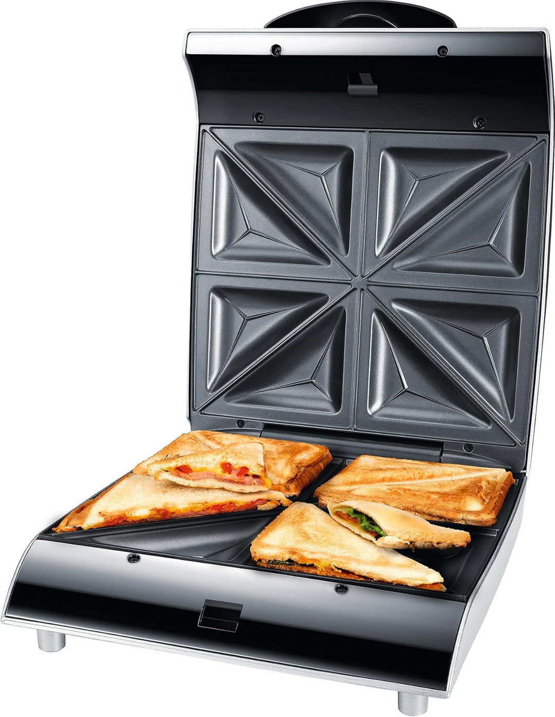Steba SG40 Sandwich-Maker / 4 x 2 XXL-Big American Toast / 1200 W Silber