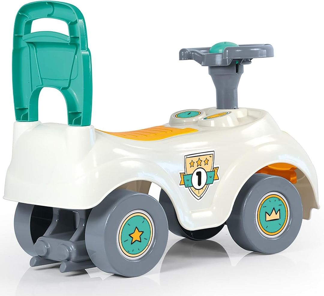 DOLU Sit n' Ride Kinderspielzeug zum Schieben, Schiebespielzeug für Kinder | Aufsitzauto - Weiss, We