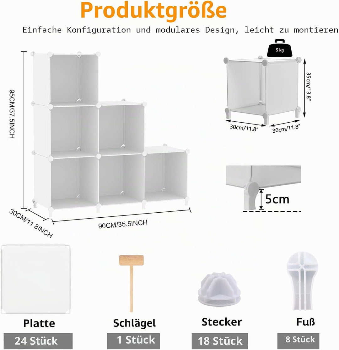 AWTATOS Würfel Aufbewahrungs Organizer, 6 Würfelregale mit Holzhammer, DIY Schrank, Modulares Lagerr