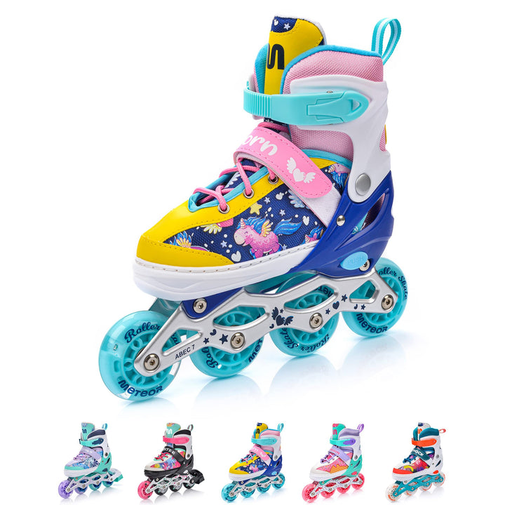 meteor® Inlineskates 4in1 Kinder Inliner Rollschuhe Roller Blades Quad Skates Carbon Kinder Inlinesk