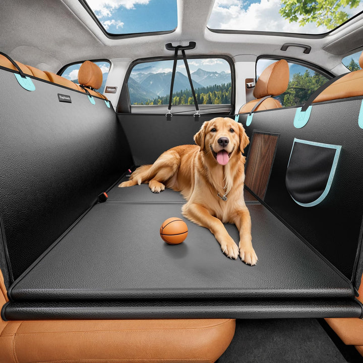 Rücksitzverlängerung für Hunde mit PU-Leder, abnehmbarer harter Boden, Autositzbezug für Hunde, hält