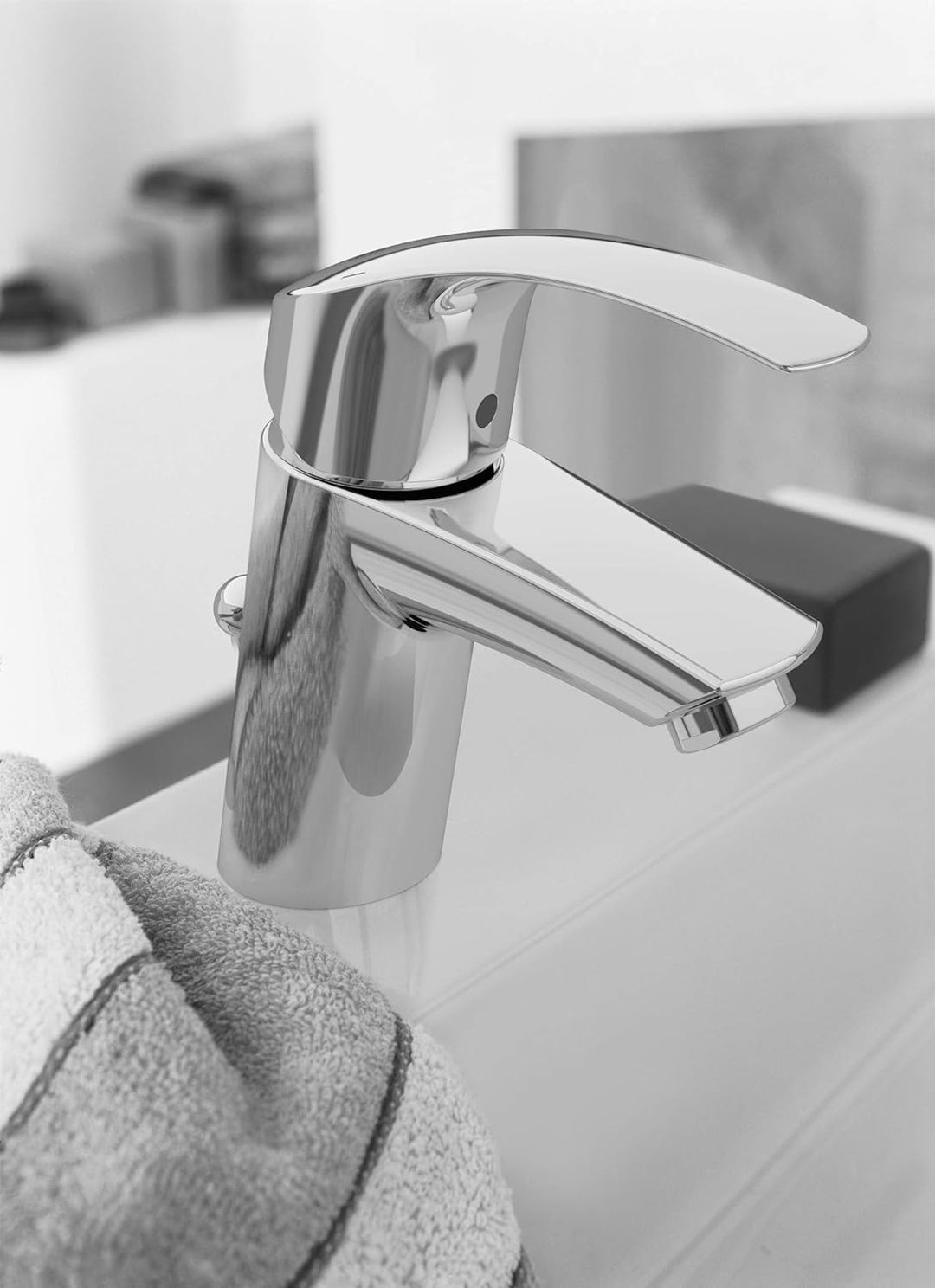 GROHE Eurosmart - Einhand-Waschtischarmatur für das Bad (S-Size, mit Zugstange, Ablaufgarnitur, Temp