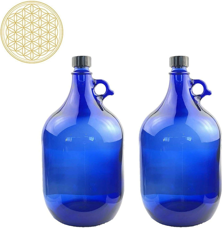 Alberts Premium Selection Glasballon blau 5 Liter mit Verschluss Blume des Leben (VPE 2), Vpe 2