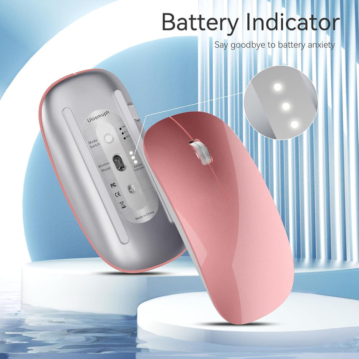 Uiosmuph U30 Bluetooth Maus Kabellose,Wiederaufladbare Leise (BT5.1+ BT5.1+ USB) Funkmaus Laptop Wir