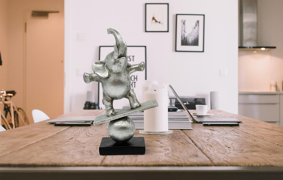 FeinKnick Skulptur “Lebenskünstler” - inspirierende & Moderne Elefanten Dekoration aus Kunststein 30